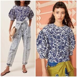 Ulla Johnson Rue Top in Denim Floral Patchwork
